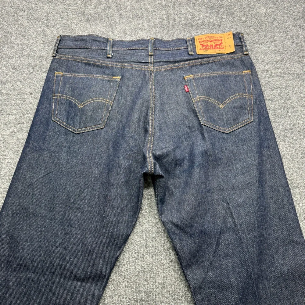 Levi's 501 Original Fit Jeans Mens 38x34 Dark Wash Indigo Denim Workwear